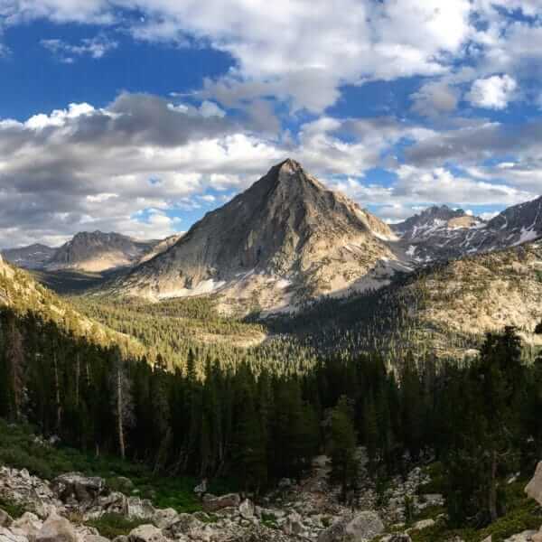 View of mountains and open valley in Kings Canyon National Park